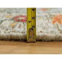 Load image into Gallery viewer, 6&#39;x6&#39; Canvas Tan, Silk with Textured Wool, Sickle Hand Knotted Leaf Design, Oriental Round Rug FWR541536