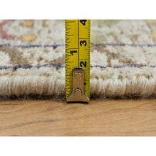 Load image into Gallery viewer, 6&#39;x6&#39; Parchment Beige, Directional Hand Knotted Vase Design, Silk With Textured Wool, Round Oriental Rug FWR541542