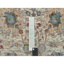 Load image into Gallery viewer, 6&#39;x6&#39; Porcelain White, Silk With Textured Wool, Hand Knotted, Tabriz Vase With Flower Design, Oriental Round Rug FWR541548