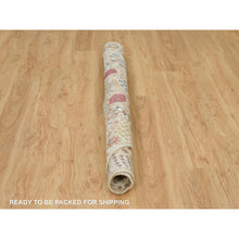 Load image into Gallery viewer, 6&#39;x6&#39; Porcelain White, Silk With Textured Wool, Hand Knotted, Tabriz Vase With Flower Design, Oriental Round Rug FWR541548