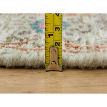 Load image into Gallery viewer, 6&#39;x6&#39; Porcelain White, Silk With Textured Wool, Hand Knotted, Tabriz Vase With Flower Design, Oriental Round Rug FWR541548