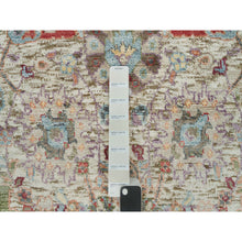 Load image into Gallery viewer, 5&#39;x5&#39; Arcadia White, Tabriz Vase Hand Knotted With Flower Design, Round Oriental Textured Wool And Silk Rug FWR541554