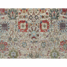 Load image into Gallery viewer, 5&#39;x5&#39; Arcadia White, Tabriz Vase Hand Knotted With Flower Design, Round Oriental Textured Wool And Silk Rug FWR541554