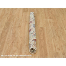 Load image into Gallery viewer, 5&#39;x5&#39; Arcadia White, Tabriz Vase Hand Knotted With Flower Design, Round Oriental Textured Wool And Silk Rug FWR541554