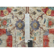 Load image into Gallery viewer, 8&#39;x8&#39; Old Lace White, Hand Knotted Silk And Textured Wool, Flower Vase Design Tabriz Oriental Round Rug FWR541566
