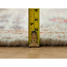 Load image into Gallery viewer, 8&#39;x8&#39; Old Lace White, Hand Knotted Silk And Textured Wool, Flower Vase Design Tabriz Oriental Round Rug FWR541566