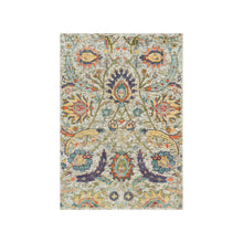 Load image into Gallery viewer, 2&#39;x3&#39;1&quot; Natural Tan, Sickle Leaf Hand Knotted Textured Wool and Silk, Oriental Mat Rug FWR541578