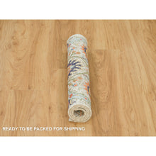 Load image into Gallery viewer, 2&#39;x3&#39;1&quot; Natural Tan, Sickle Leaf Hand Knotted Textured Wool and Silk, Oriental Mat Rug FWR541578