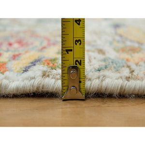 2'x3'1" Natural Tan, Sickle Leaf Hand Knotted Textured Wool and Silk, Oriental Mat Rug FWR541578