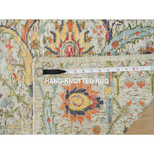 Load image into Gallery viewer, 2&#39;x3&#39;1&quot; Natural Tan, Sickle Leaf Hand Knotted Textured Wool And Silk, Oriental Mat Rug FWR541578