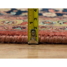Load image into Gallery viewer, 10&#39;x14&#39; Bruschetta Red With Chiffon Ivory Corners, Pure Wool Hand Knotted Antiqued Fine Heriz Re-creation, Vegetable Dyes, Densely Woven, Oriental Rug FWR541608