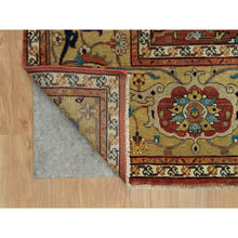 Load image into Gallery viewer, 10&#39;x10&#39; Henna Red And Vegas Gold, Hand Knotted With Organic Wool Antiqued Heriz Re-creation All Over Flowers Design, Square Oriental Densely Woven Rug FWR541614