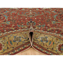 Load image into Gallery viewer, 10&#39;x10&#39; Henna Red And Vegas Gold, Hand Knotted With Organic Wool Antiqued Heriz Re-creation All Over Flowers Design, Square Oriental Densely Woven Rug FWR541614