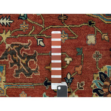 Load image into Gallery viewer, 10&#39;x10&#39; Henna Red And Vegas Gold, Hand Knotted With Organic Wool Antiqued Heriz Re-creation All Over Flowers Design, Square Oriental Densely Woven Rug FWR541614