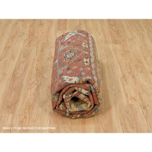 Load image into Gallery viewer, 10&#39;x10&#39; Henna Red And Vegas Gold, Hand Knotted With Organic Wool Antiqued Heriz Re-creation All Over Flowers Design, Square Oriental Densely Woven Rug FWR541614