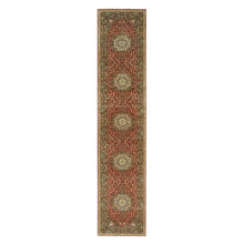 Load image into Gallery viewer, 2&#39;7&quot;x12&#39;4&quot; Upsdell Red with Kobicha Brown, Soft Pile, Natural Dyes, Antique All Wool Tabriz Haji Jalili Rug, Hand Knotted, Fine Weave, Runner Oriental Rug FWR541692