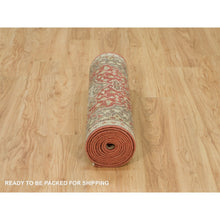Load image into Gallery viewer, 2&#39;7&quot;x12&#39;4&quot; Upsdell Red With Kobicha Brown, Soft Pile, Natural Dyes, Antique All Wool Tabriz Haji Jalili Rug, Hand Knotted, Fine Weave, Runner Oriental Rug FWR541692
