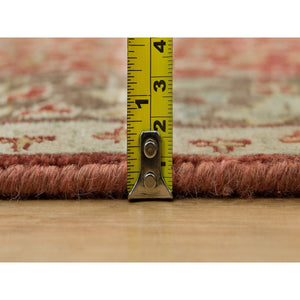 2'7"x12'4" Upsdell Red with Kobicha Brown, Soft Pile, Natural Dyes, Antique All Wool Tabriz Haji Jalili Rug, Hand Knotted, Fine Weave, Runner Oriental Rug FWR541692