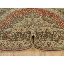 Load image into Gallery viewer, 10&#39;x10&#39; Rufous Red, Hand Knotted Tabriz Antique And Haji Jalili Design, Organic Wool, Plush Pile, Vegetable Dyes, Round Oriental Fine Weave Rug FWR541722