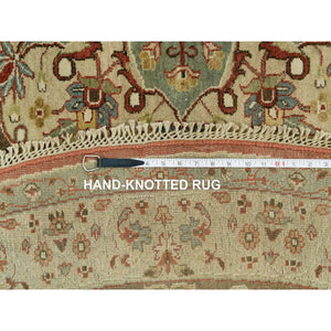 10'x10' Rufous Red, Hand Knotted Tabriz Antique And Haji Jalili Design, Organic Wool, Plush Pile, Vegetable Dyes, Round Oriental Fine Weave Rug FWR541722