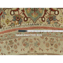 Load image into Gallery viewer, 10&#39;x10&#39; Rufous Red, Hand Knotted Tabriz Antique And Haji Jalili Design, Organic Wool, Plush Pile, Vegetable Dyes, Round Oriental Fine Weave Rug FWR541722