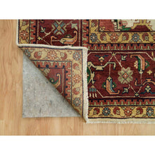 Load image into Gallery viewer, 11&#39;9&quot;x18&#39;2&quot; Seedpearl White, Antiqued Fine Heriz, Re-creation Hand Knotted 100% Wool Large Medallion Design, Natural Dyes Densely Woven, Oversized Oriental Rug FWR541746