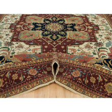 Load image into Gallery viewer, 11&#39;9&quot;x18&#39;2&quot; Seedpearl White, Antiqued Fine Heriz, Re-creation Hand Knotted 100% Wool Large Medallion Design, Natural Dyes Densely Woven, Oversized Oriental Rug FWR541746