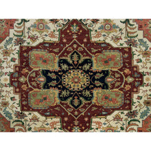 Load image into Gallery viewer, 11&#39;9&quot;x18&#39;2&quot; Seedpearl White, Antiqued Fine Heriz, Re-creation Hand Knotted 100% Wool Large Medallion Design, Natural Dyes Densely Woven, Oversized Oriental Rug FWR541746
