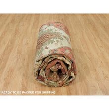 Load image into Gallery viewer, 11&#39;9&quot;x18&#39;2&quot; Seedpearl White, Antiqued Fine Heriz, Re-creation Hand Knotted 100% Wool Large Medallion Design, Natural Dyes Densely Woven, Oversized Oriental Rug FWR541746