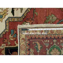 Load image into Gallery viewer, 11&#39;9&quot;x18&#39;2&quot; Seedpearl White, Antiqued Fine Heriz, Re-creation Hand Knotted 100% Wool Large Medallion Design, Natural Dyes Densely Woven, Oversized Oriental Rug FWR541746