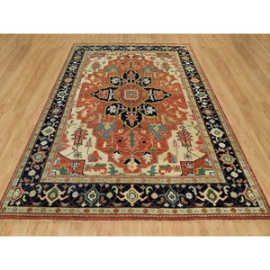 9'x12' Ochre Red, Supple Collection, Soft Serapi Heriz Wool Large Medallion Design, Hand Knotted, Plush And Lush Soft Pile, Oriental Rug FWR541800