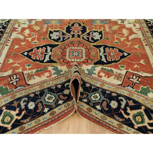 9'x12' Ochre Red, Supple Collection, Soft Serapi Heriz Wool Large Medallion Design, Hand Knotted, Plush And Lush Soft Pile, Oriental Rug FWR541800