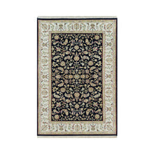Load image into Gallery viewer, 4&#39;10&quot;x7&#39;2&quot; Ombre Blue, Hand Knotted, Nain with All Over Flower Design, 250 KPSI, Wool and Silk, Oriental Rug FWR541848