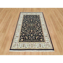 Load image into Gallery viewer, 4&#39;10&quot;x7&#39;2&quot; Ombre Blue, Hand Knotted, Nain with All Over Flower Design, 250 KPSI, Wool and Silk, Oriental Rug FWR541848