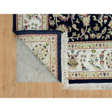 Load image into Gallery viewer, 4&#39;10&quot;x7&#39;2&quot; Ombre Blue, Hand Knotted, Nain with All Over Flower Design, 250 KPSI, Wool and Silk, Oriental Rug FWR541848