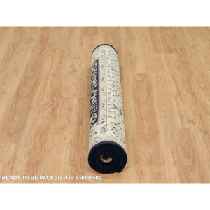 4'10"x7'2" Ombre Blue, Hand Knotted, Nain with All Over Flower Design, 250 KPSI, Wool and Silk, Oriental Rug FWR541848