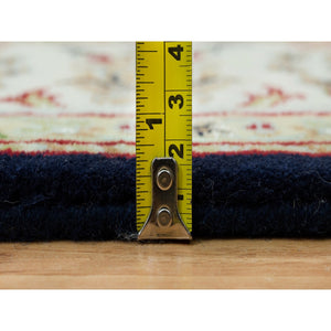 4'10"x7'2" Ombre Blue, Hand Knotted, Nain with All Over Flower Design, 250 KPSI, Wool and Silk, Oriental Rug FWR541848