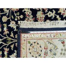 Load image into Gallery viewer, 4&#39;10&quot;x7&#39;2&quot; Ombre Blue, Hand Knotted, Nain with All Over Flower Design, 250 KPSI, Wool and Silk, Oriental Rug FWR541848