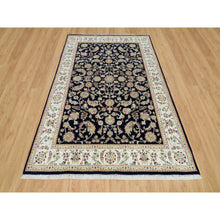 Load image into Gallery viewer, 6&#39;1&quot;x9&#39;1&quot; Graphite Blue, Nain With All Over Flower Design, Hand Knotted, 250 Kpsi, Pure Wool, Oriental Rug FWR541866