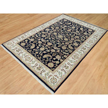 Load image into Gallery viewer, 6&#39;1&quot;x9&#39;1&quot; Graphite Blue, Nain With All Over Flower Design, Hand Knotted, 250 Kpsi, Pure Wool, Oriental Rug FWR541866