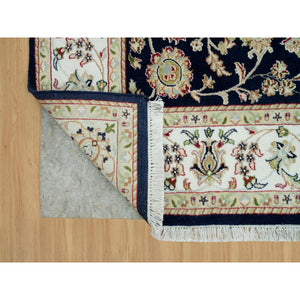 6'1"x9'1" Graphite Blue, Nain With All Over Flower Design, Hand Knotted, 250 Kpsi, Pure Wool, Oriental Rug FWR541866