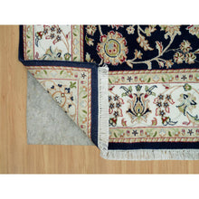 Load image into Gallery viewer, 6&#39;1&quot;x9&#39;1&quot; Graphite Blue, Nain With All Over Flower Design, Hand Knotted, 250 Kpsi, Pure Wool, Oriental Rug FWR541866