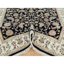 Load image into Gallery viewer, 6&#39;1&quot;x9&#39;1&quot; Graphite Blue, Nain With All Over Flower Design, Hand Knotted, 250 Kpsi, Pure Wool, Oriental Rug FWR541866