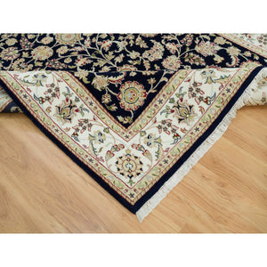 6'1"x9'1" Graphite Blue, Nain With All Over Flower Design, Hand Knotted, 250 Kpsi, Pure Wool, Oriental Rug FWR541866