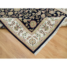 Load image into Gallery viewer, 6&#39;1&quot;x9&#39;1&quot; Graphite Blue, Nain With All Over Flower Design, Hand Knotted, 250 Kpsi, Pure Wool, Oriental Rug FWR541866