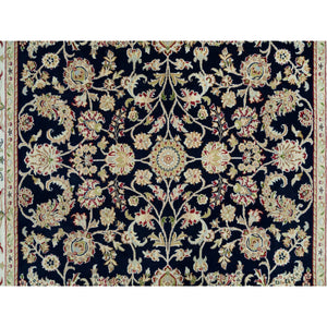 6'1"x9'1" Graphite Blue, Nain With All Over Flower Design, Hand Knotted, 250 Kpsi, Pure Wool, Oriental Rug FWR541866