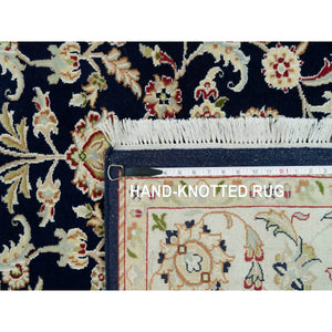6'1"x9'1" Graphite Blue, Nain With All Over Flower Design, Hand Knotted, 250 Kpsi, Pure Wool, Oriental Rug FWR541866