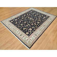 Load image into Gallery viewer, 7&#39;9&quot;x10&#39; Space Cadet Blue, Wool And Silk, Hand Knotted, Nain With All Over Flower Design, 250 Kpsi, Oriental Rug FWR541896