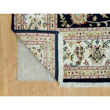 Load image into Gallery viewer, 7&#39;9&quot;x10&#39; Space Cadet Blue, Wool And Silk, Hand Knotted, Nain With All Over Flower Design, 250 Kpsi, Oriental Rug FWR541896