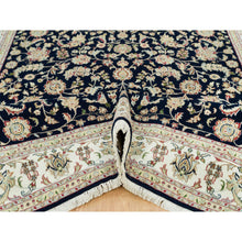 Load image into Gallery viewer, 7&#39;9&quot;x10&#39; Space Cadet Blue, Wool And Silk, Hand Knotted, Nain With All Over Flower Design, 250 Kpsi, Oriental Rug FWR541896
